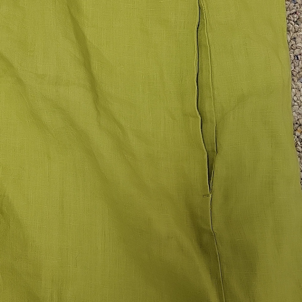 Eileen Fisher Lime Green Organic Linen Dress Sz Medium Gorpcore Pockets - Picture 7 of 8